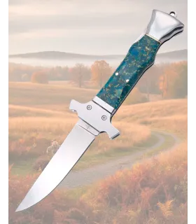 Taschenmesser Spiegelstahl blauer Griff 9,3 cm ⚔️