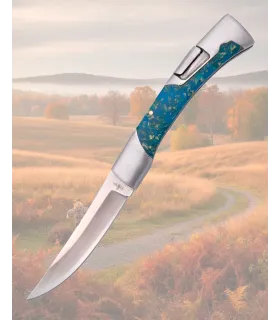 Third kniv i 440 stål med fluorescerende blå akrylgreb ⚔️