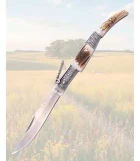 Damastmesser Third Hirsch, echtes Horn Luxus ⚔️