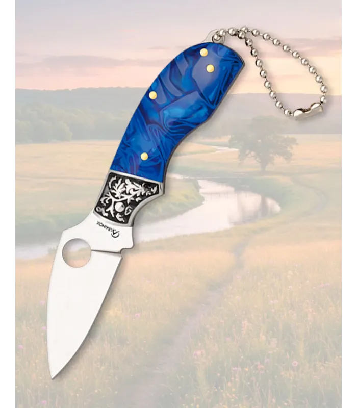 Blauwe acryl zakmes, lemmet 5,8 cm roestvrij staal ⚔️