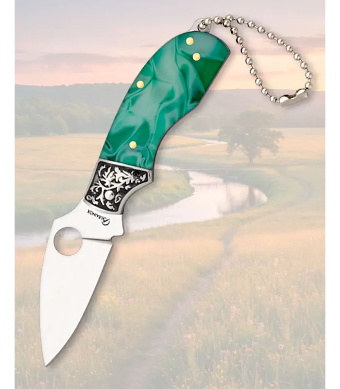 Couteau de poche en acrylique vert, lame 5,8 cm inox ⚔️