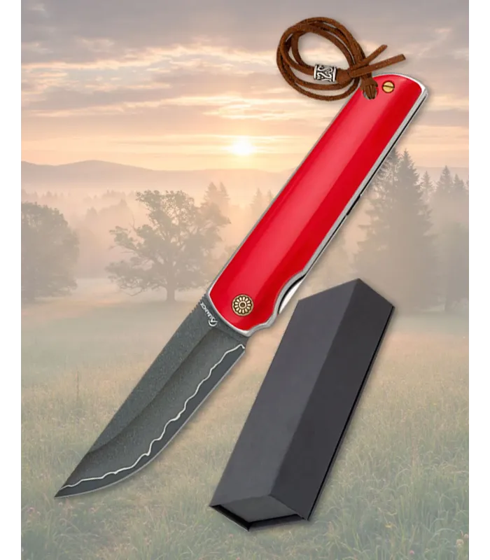 Faca Albainox em aco inox com cabo de acrílico vermelho ⚔️