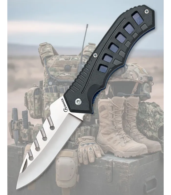 Couteau tactique Albainox Liner Lock manche ABS noir bleu ⚔️