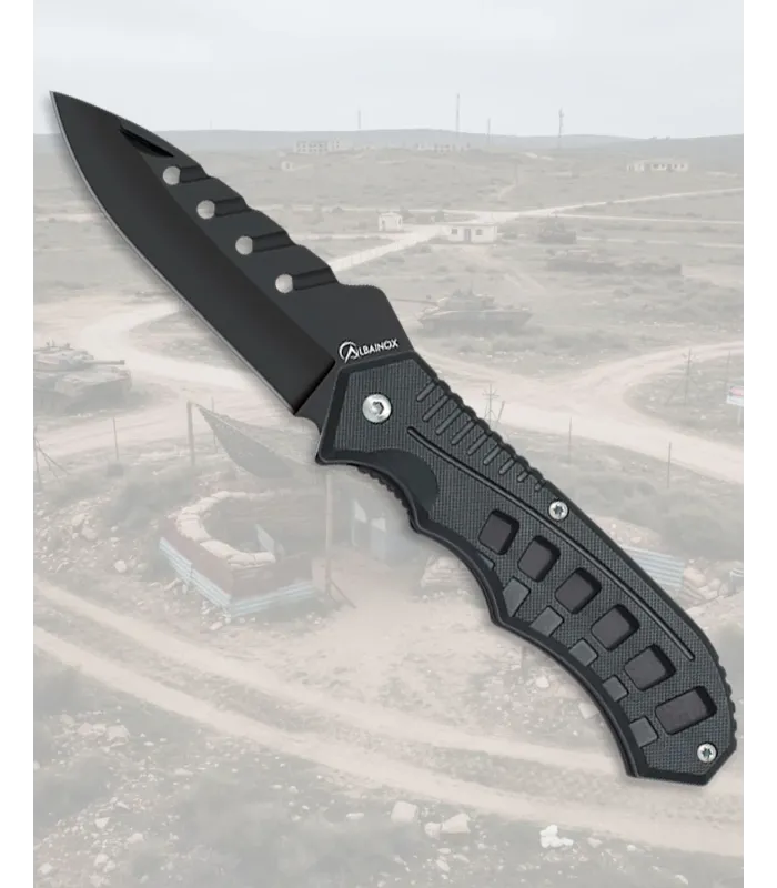 Schwarzes Albainox-Taktisches Messer mit ABS-Griff ⚔️