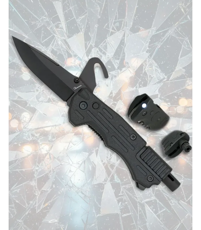 Coltello tattico di salvataggio Albainox nero con Skinner ⚔️