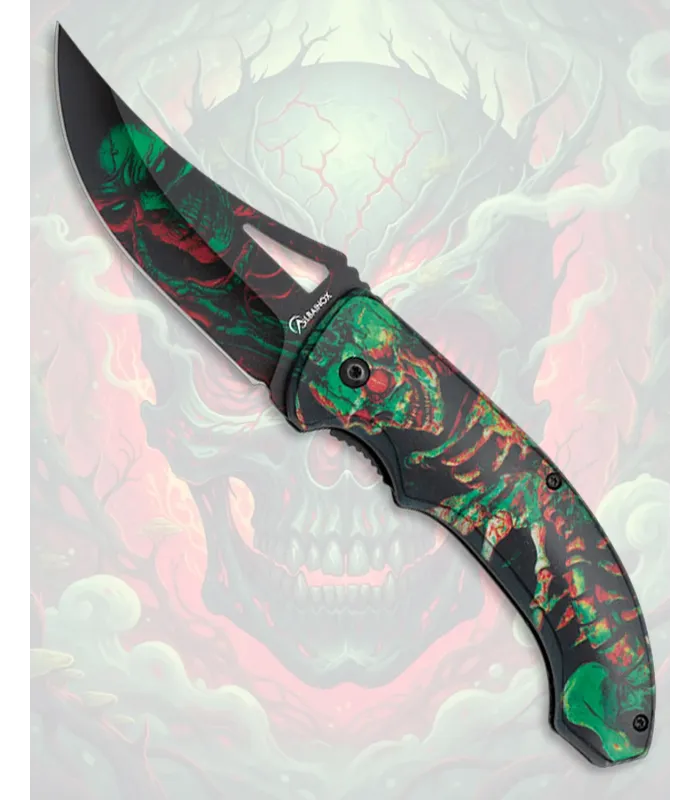 Navaja Albainox hoja calada diseño 3D calavera verde ⚔️