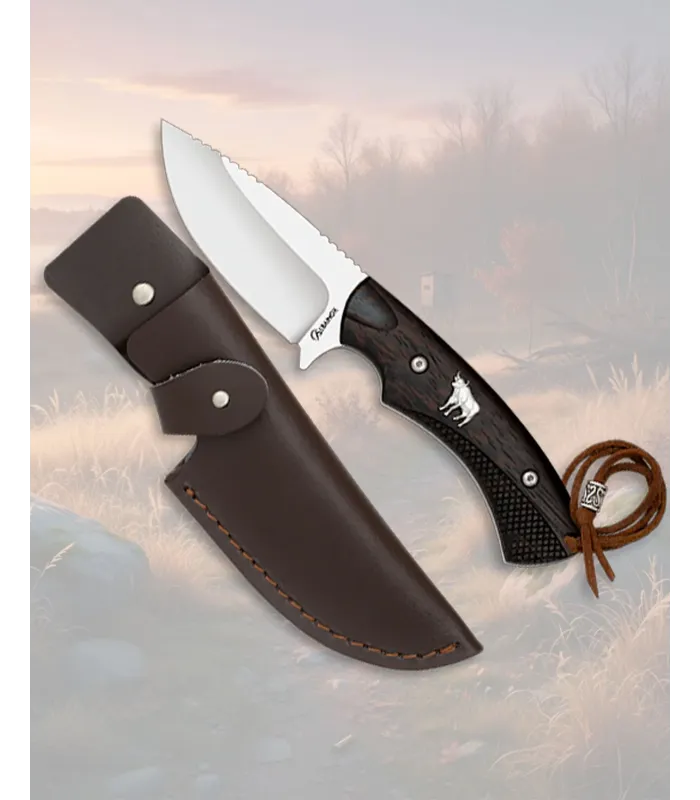 Cuchillo de caza Albainox madera Wengue chapita Toro, con funda ⚔️
