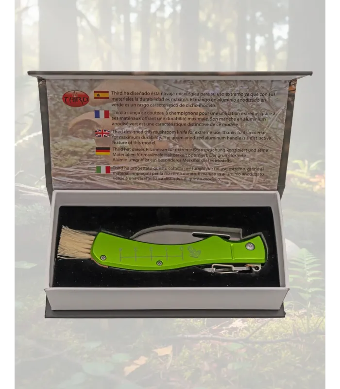 Mikroskopisk kniv Third, grøn aluminium og børste ⚔️