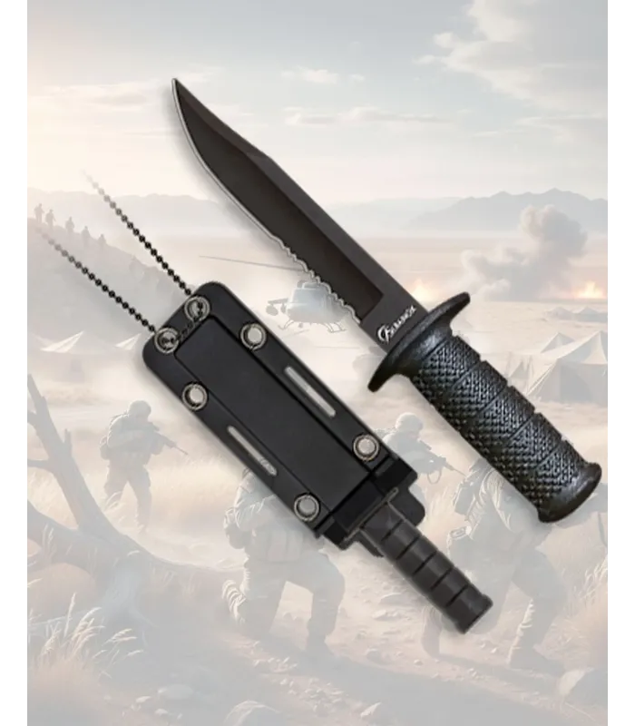 Coltello tattico Albainox nero con fodero in ABS ⚔️