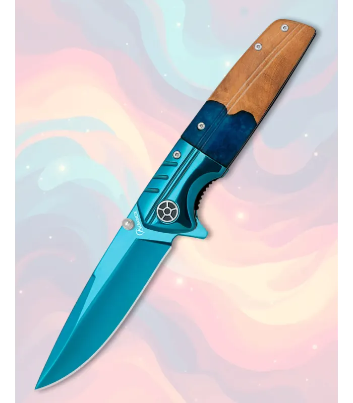 Albainox kniv blå, oliven akryl håndtag ⚔️