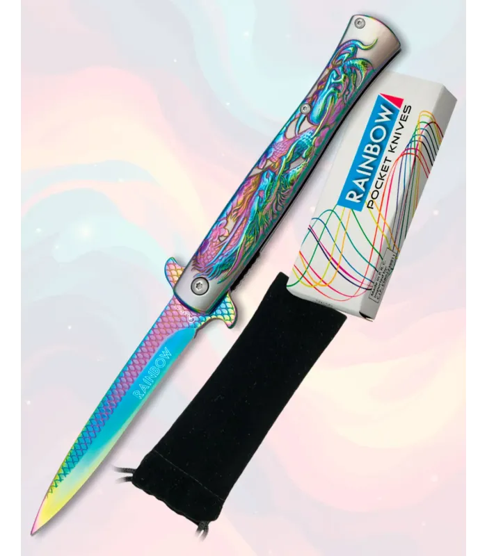 Albainox zakmes met regenboog lemmet van roestvrij staal ⚔️