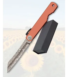 Albainox lommekniv med Damaskus blad i 67 lag, lydrosa stål ⚔️