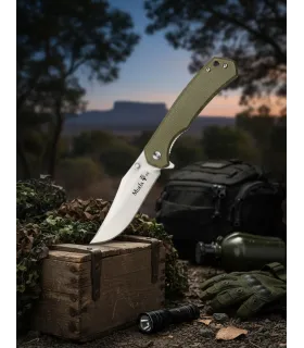 D2 taktisk kniv med grøn Micarta skal ⚔️
