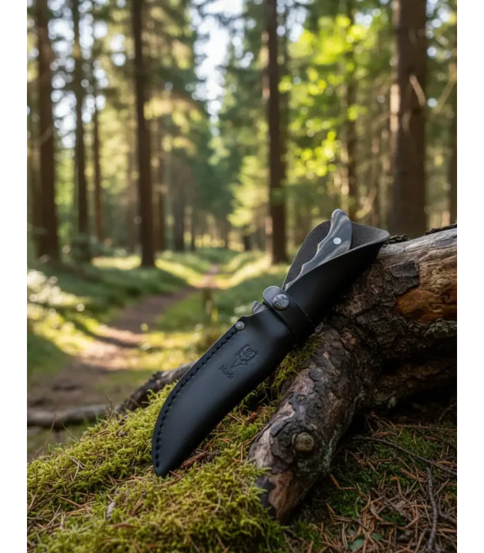 Pakawood evergreen kniv med læderetui ⚔️