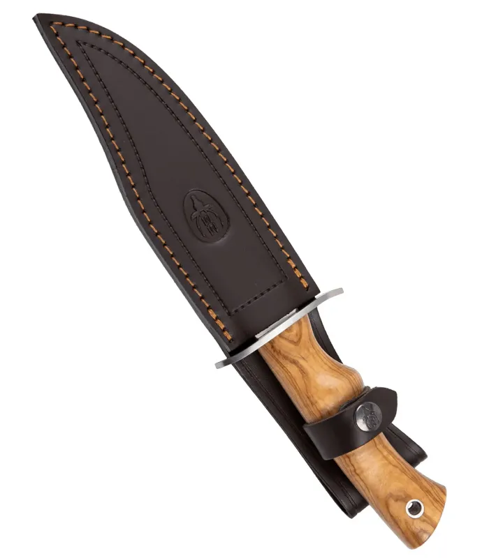 Couteau de montagne avec manche en bois d'olivier et garde en inox ⚔️