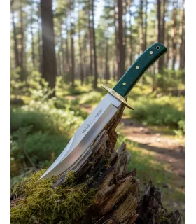 Cuchillo de caza Bowie de Muela, micarta yute verde