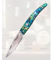 Coltello Tramuntana, lama in acciaio damasco a 67 strati e madreperla