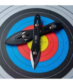 Coltello da lancio, acciaio nero, con contrappesi e fondina ⚔️