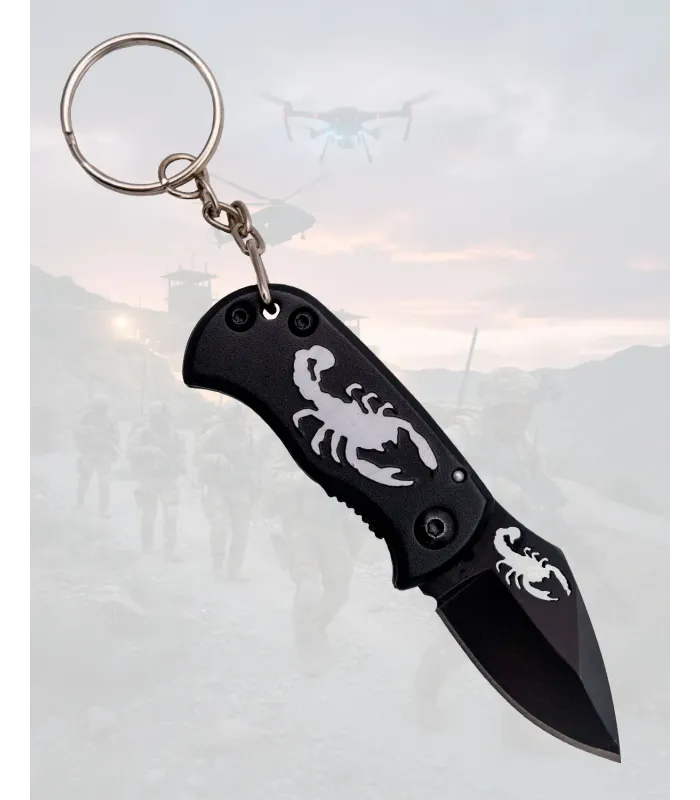 Couteau de poche Third silhouette de scorpion découpée au laser