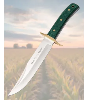 Cuchillo Muela cachas micarta yute verde y defensa latón