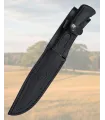 Cuchillo Muela con puño de goma negra, funda piel