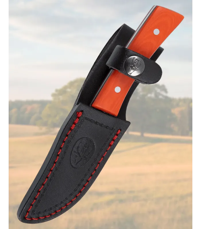 Muela fuld kniv med orange micarta håndtag
