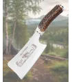 Hache Muela artisanale en acier 440c avec manche en bois de cerf gravé