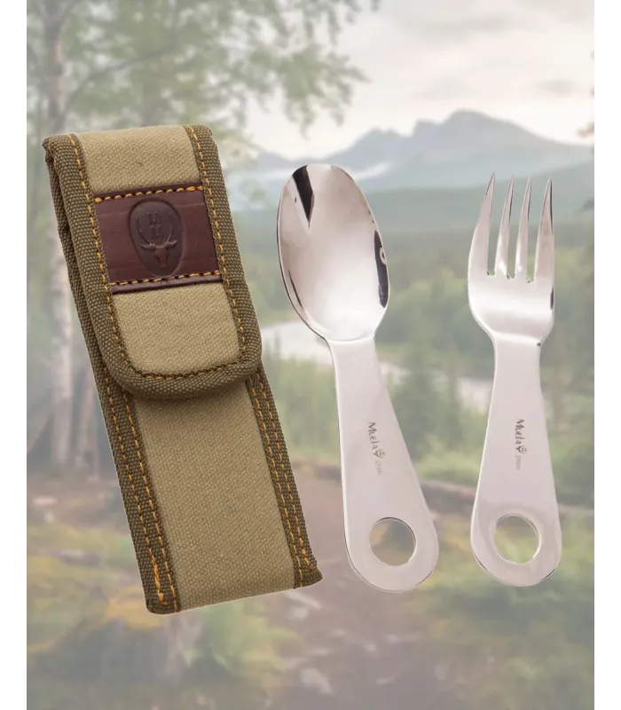 Conjunto de talheres Muela para camping em aço inox, estojo