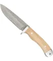 Coltello in Damasco a 71 strati, manico in olivo e fodero in cuoio