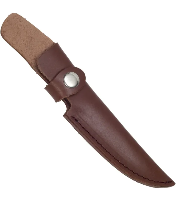 Cuchillo Damasco 71 capas, mango de olivo y funda cuero