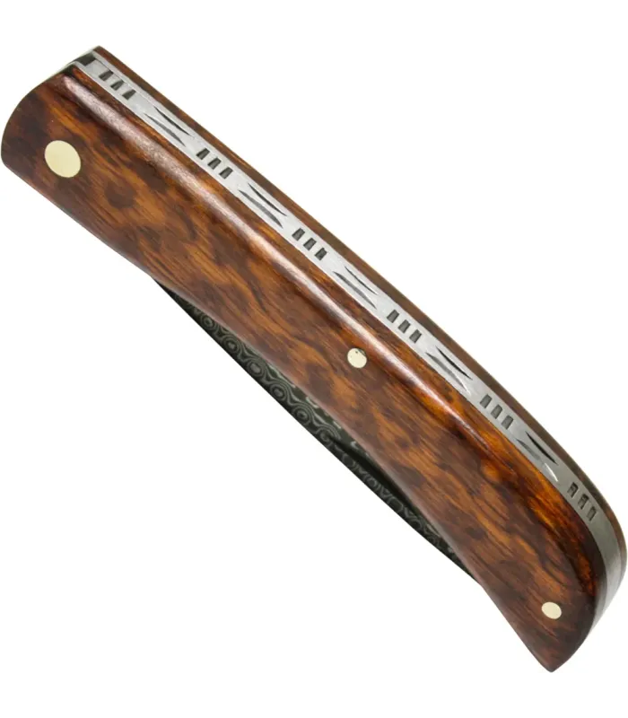 Premium Pocket Knife Damascus Steel Snake Wood Handle