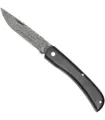 Coltello pieghevole in acciaio damasco con manico in ebano e motivo a rosa
