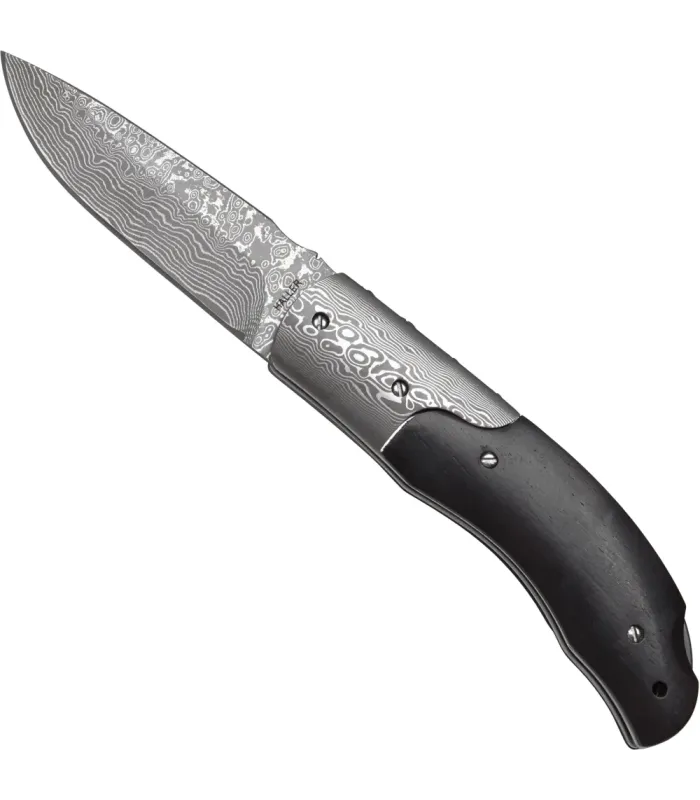 Coltello Artigianale in Acciaio Damasco Legno di Ebano 71 Strati