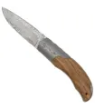 Premium Damascus Pocket Knife, Olive Wood, Includes Box