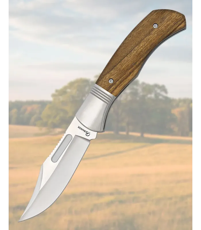 Albainox kniv med zebra træhåndtag, 9 cm blad i rustfrit stål