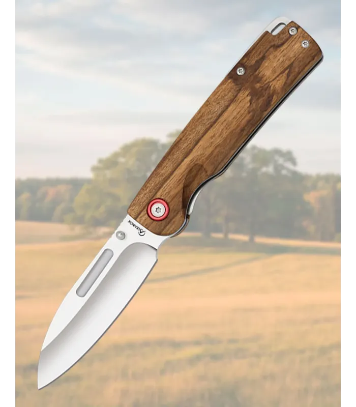 Navaja Albainox mango madera zebra, hoja 8,9 cm.