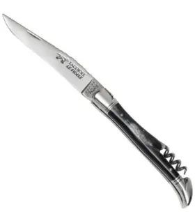 Laguiole Buffalo Horn Folding Knife with Corkscrew Stainless Steel