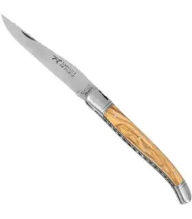 Navaja Laguiole francesa forjada, madera olivo