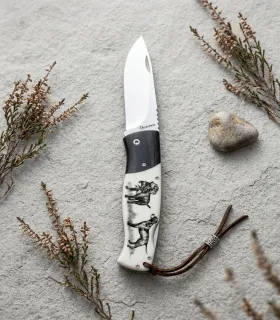 Couteau de champ Albainox avec système de verrouillage, modèle chiens de chasse