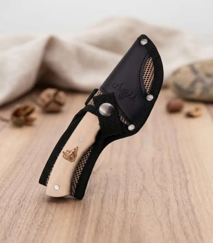 Coltello da caccia in acciaio 440, finitura a specchio, manico in acero