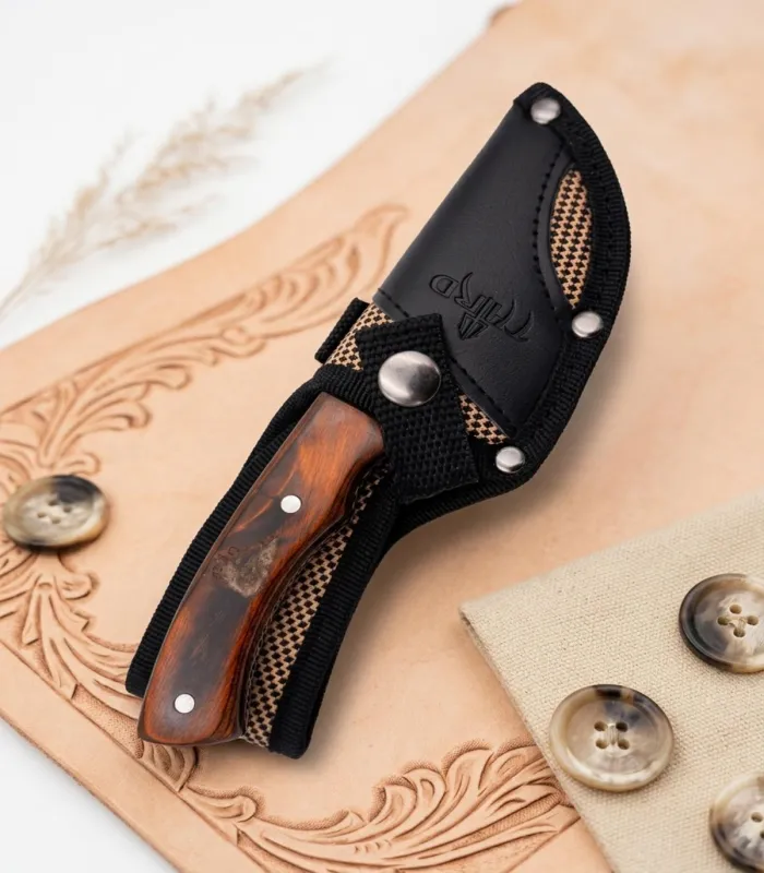 Couteau de chasse en acier 440, finition miroir, poignée en pakkawood