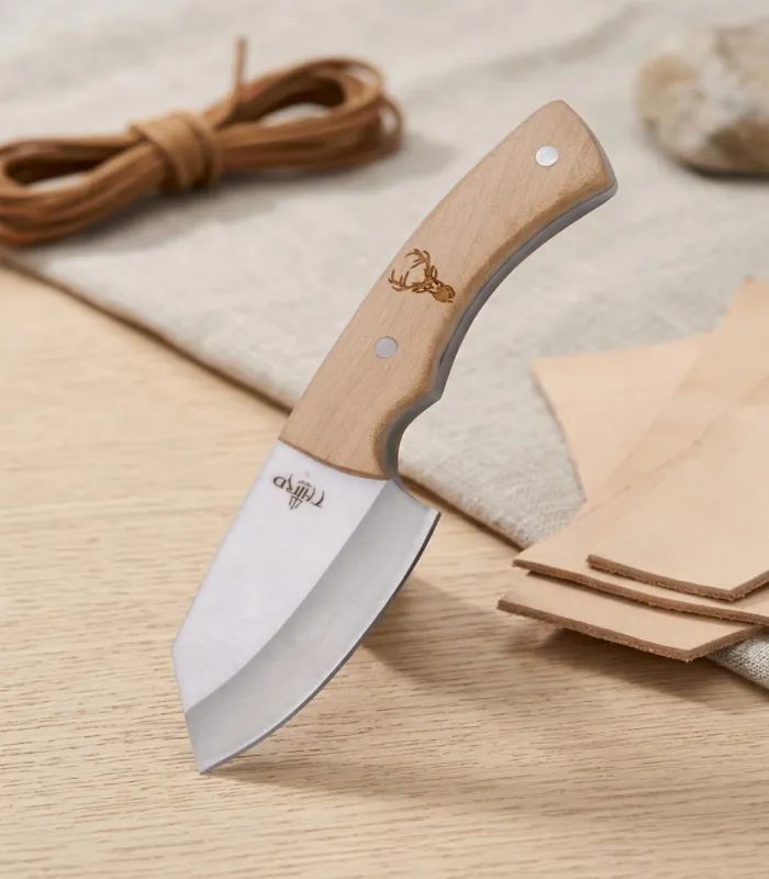 Coltello da caccia acciaio 440, finitura lucidante, manico in legno d'acero