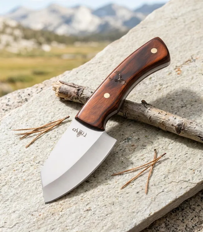 Cuchillo caza acero 440 brillo espejo, mango Pakkawood