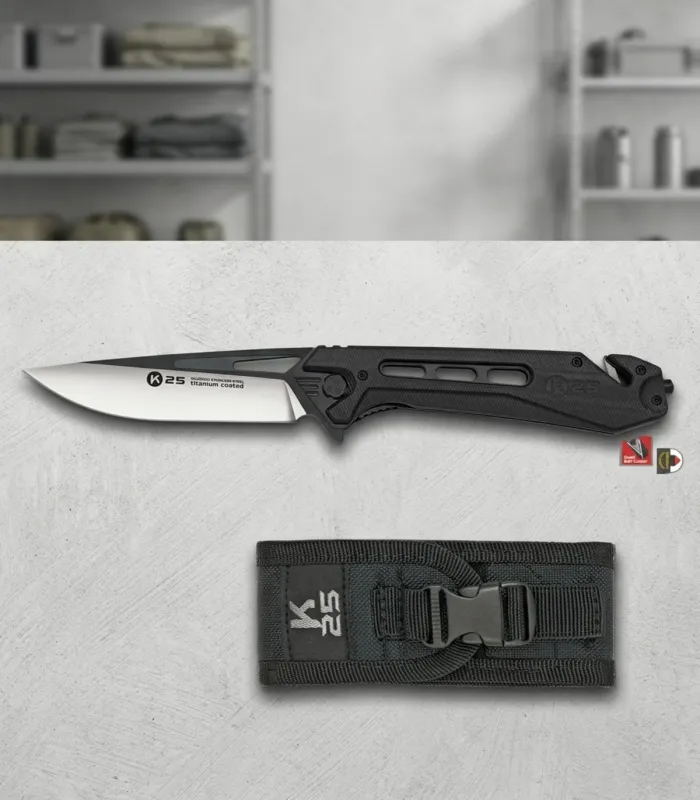 Navaja táctica K25 CNC Serie X, con funda
