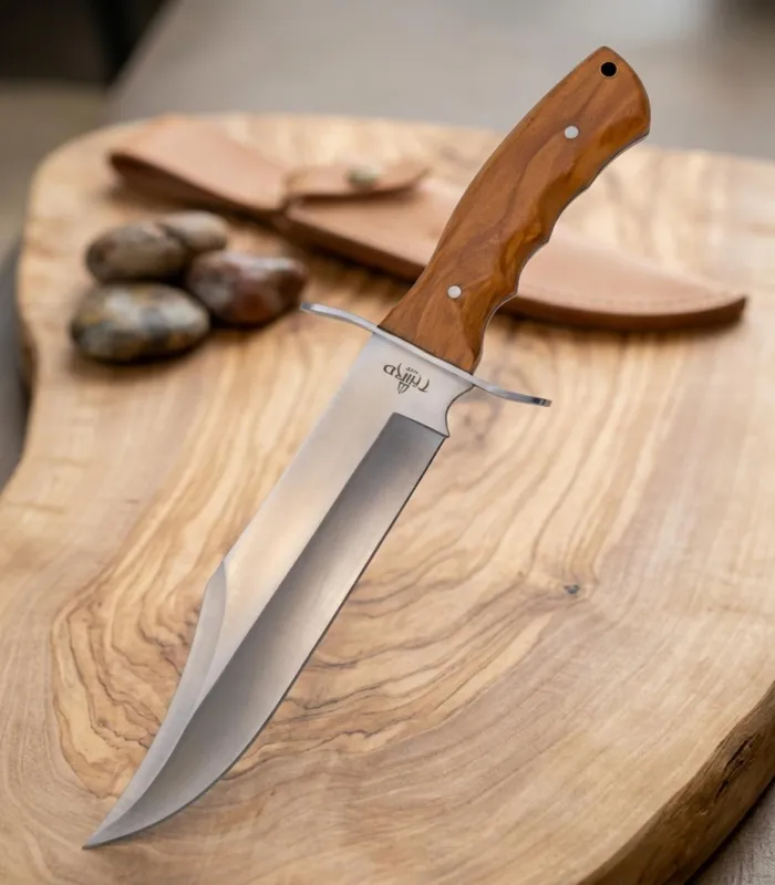 Third Bowie Jagdmesser 440 Stahl, Olivenholz
