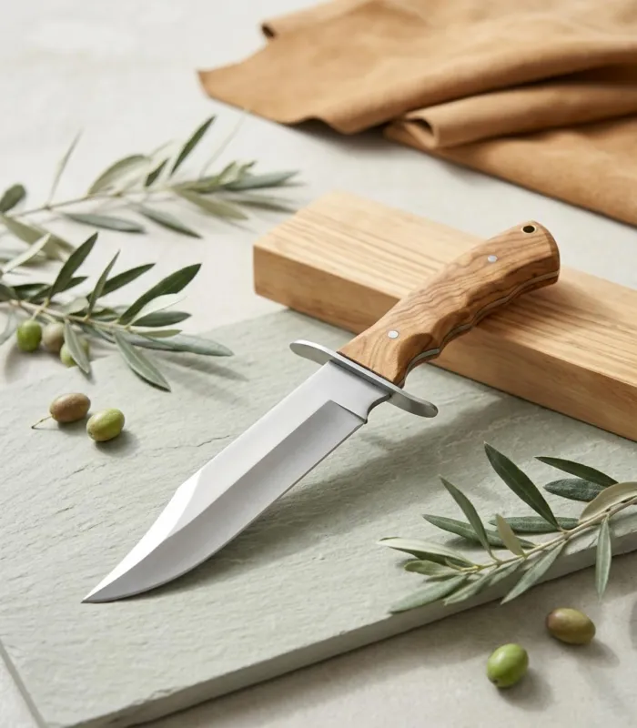 Couteau de chasse Third Bowie acier 440, bois d'olive