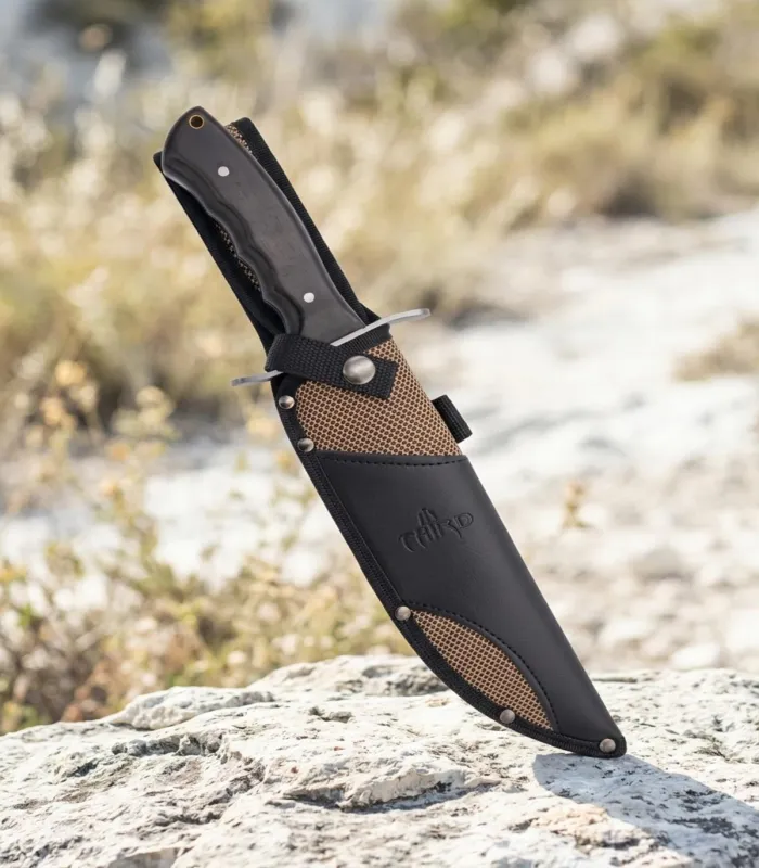 Faca de caça Third Bowie em aço 440, madeira de ébano