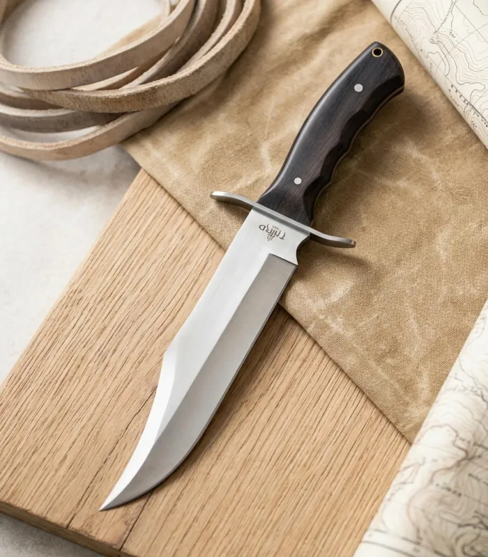 Faca de caça Third Bowie em aço 440, madeira de ébano