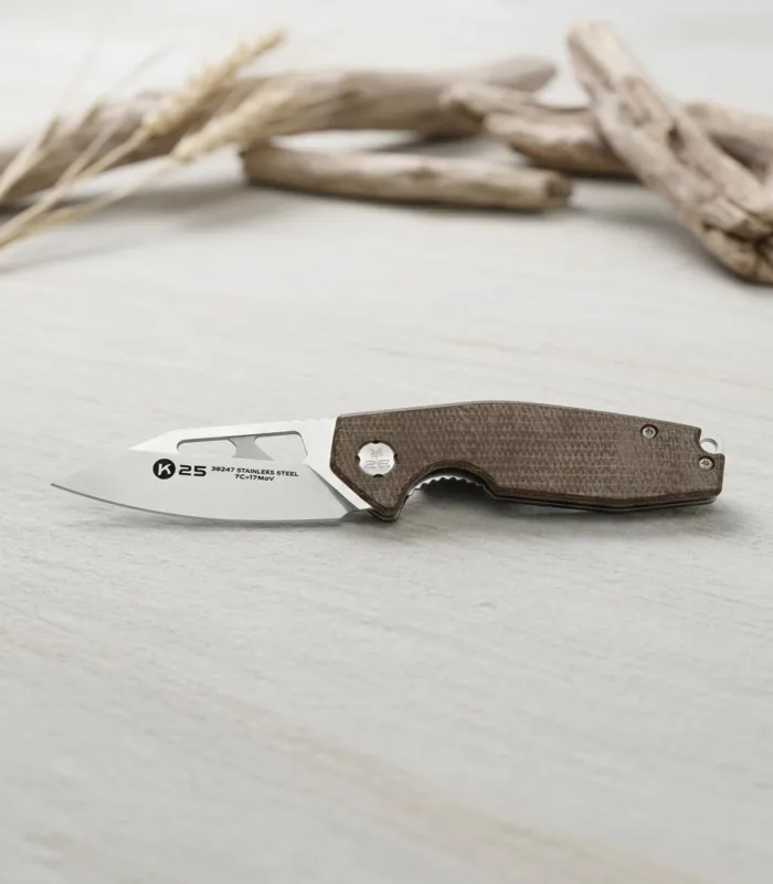 Nvaja tactische K25 handvat Mikarta kleur caramel