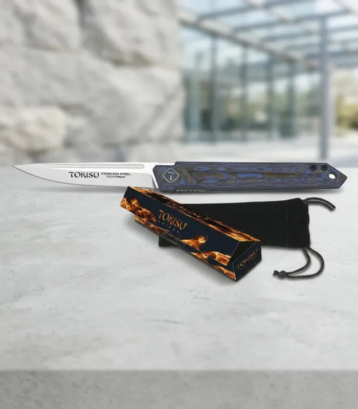 Couteau de camp TOKISU Mikarta Blue Mix